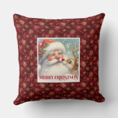Santa Rudolph Merry Xmas Pillow Cute Holiday Style クッション (裏面)