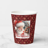 Santa Rudolph Reindeer Cups for Kids Party 紙コップ (正面)