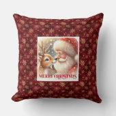 Santa Rudolph Xmas Pillow Merry Christmas Classic  クッション (正面)