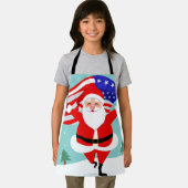 Santa running with american flag エプロン (インサイチュ)