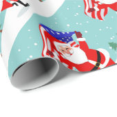 Santa running with american flag ラッピングペーパー (ロールコーナー)