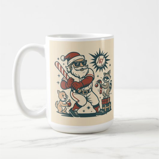 Santa’s 67 Christmas Baseball Meme コーヒーマグカップ (左)