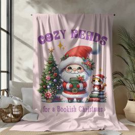 Santa’s Bookish Christmas Cozy Reads フリースブランケット