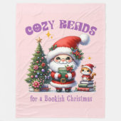 Santa’s Bookish Christmas Cozy Reads フリースブランケット (正面)
