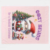 Santa’s Bookish Christmas Cozy Reads フリースブランケット (正面(横))