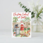 Santa’s Christmas Barbecue – Modern Watercolor シーズンカード (スタンド正面)