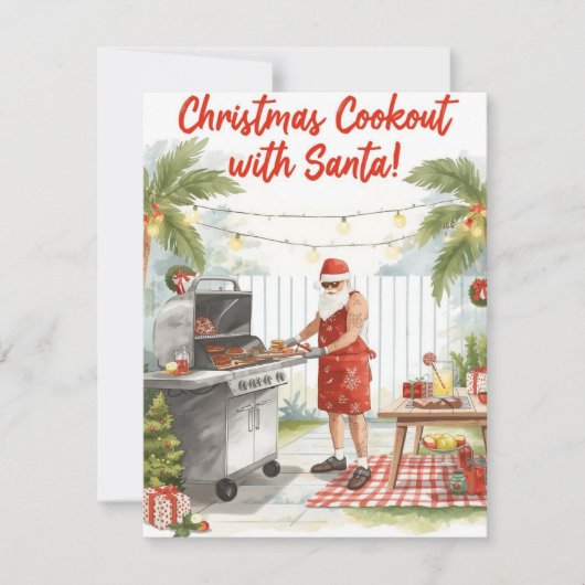 Santa’s Christmas Barbecue – Modern Watercolor シーズンカード (正面)