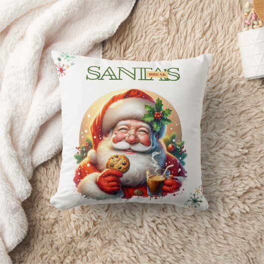Santa’s Coffee Break Christmas Cushion クッション (ブランケット)