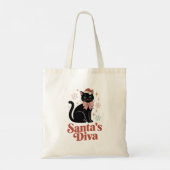 Santa’s Diva Cute Christmas Cat for Her トートバッグ (裏面)