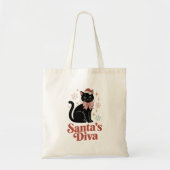 Santa’s Diva Cute Christmas Cat for Her トートバッグ (正面)