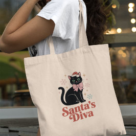 Santa’s Diva Cute Christmas Cat for Her トートバッグ