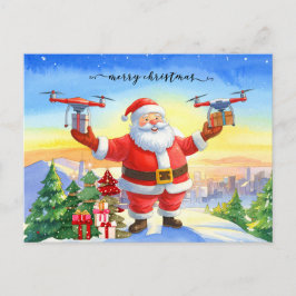 Santa’s Drone Delivery Working on Christmas  シーズンポストカード