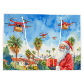 Santa’s Drone Delivery Working on Christmas  ラージペーパーバッグ (裏面)