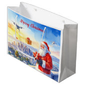 Santa’s Drone Delivery Working on Christmas  ラージペーパーバッグ (正面アングル)