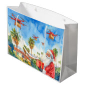 Santa’s Drone Delivery Working on Christmas  ラージペーパーバッグ (裏面アングル)