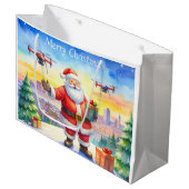 Santa’s Drone Delivery Working on Christmas  ラージペーパーバッグ (正面アングル)