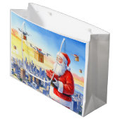 Santa’s Drone Delivery Working on Christmas ラージペーパーバッグ (正面アングル)