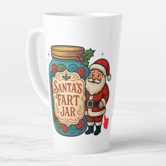 Santa’s Fart Jar Funny Festive Flatulence  カフェラテマグ (左アングル)
