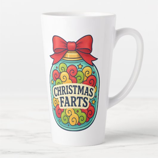 Santa’s Fart Jar Funny Festive Flatulence  カフェラテマグ (右)