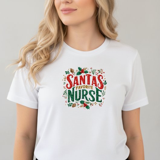 Santa’s Favorite Nurse • Christmas Nurse T-Shirt トライブレンドＴシャツ