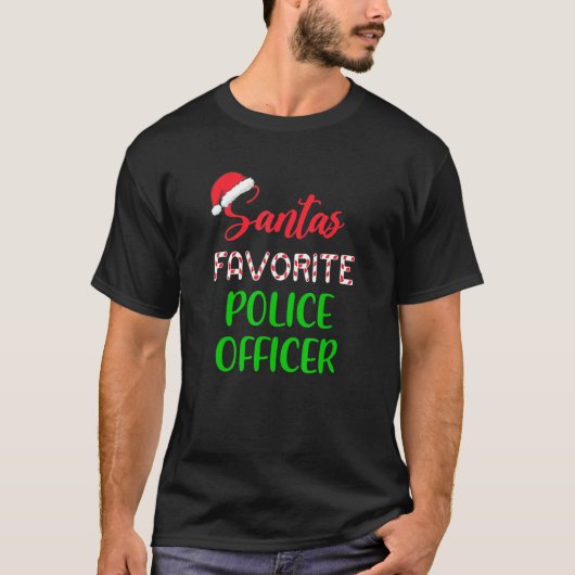 Santa’s Favorite Police Officer Pajama Christmas X Tシャツ (正面)
