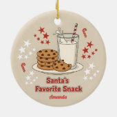 Santa’s Favorite Snack Funny Christmas セラミックオーナメント (裏面)