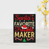 Santa’s Favorite Trouble Maker Funny Christmas  カード (黄色い花)