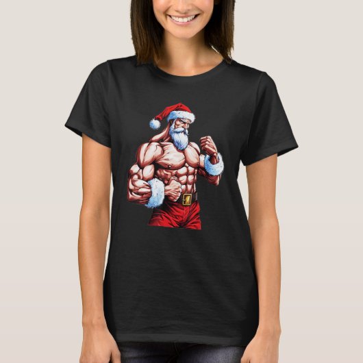 Santa s Fit Crew Christmas Bodybuilder for Gym Ent Tシャツ (正面)