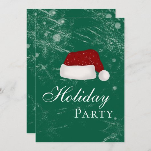 Santa’s Hat Holiday Christmas Party Winter 招待状 (正面/裏面)