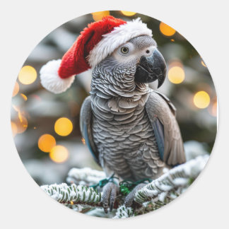 Santa’s Little African Grey Helper  ラウンドシール