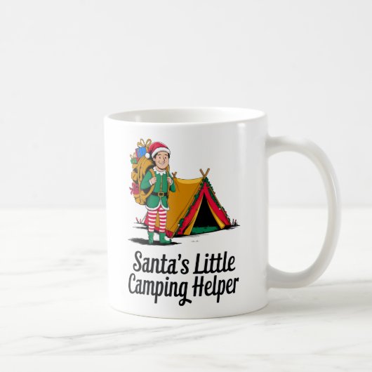 Santa’s Little Camping Helper Christmas Design コーヒーマグカップ (右)