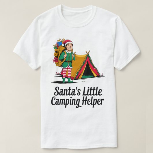 Santa’s Little Camping Helper Christmas Design Tシャツ (デザイン正面)