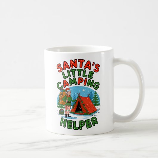 Santa’s Little Camping Helper Christmas Elf Design コーヒーマグカップ (右)