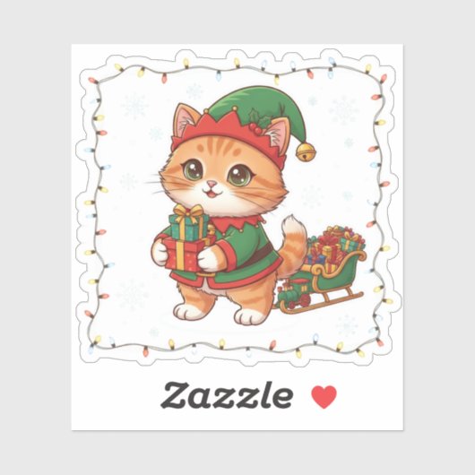 Santa’s Little Helper Cat Elf Costume Christmas  シール (シート)