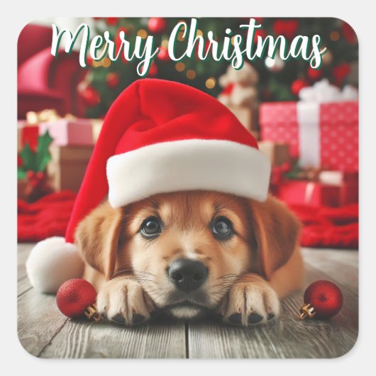 Santa’s Little Helper Puppy スクエアシール (正面)