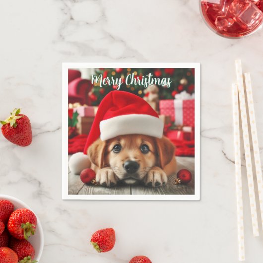 Santa’s Little Helper Puppy スタンダードカクテルナプキン (インサイチュ)