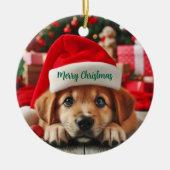 Santa’s Little Helper Puppy セラミックオーナメント (正面)