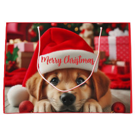 Santa’s Little Helper Puppy ラージペーパーバッグ