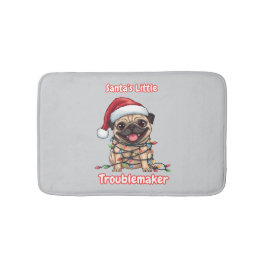 Santa’s Little Troublemaker Pug Bath Mat バスマット