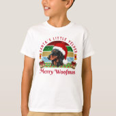 Santa’s Little Yelper, Funny Dachshund Christmas Tシャツ (正面)