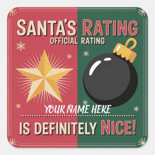 Santa’s Naughty & Nice List Sticker スクエアシール (正面)