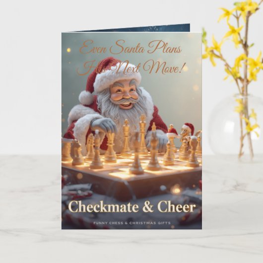 Santa’s Next Move – Funny Chess Christmas Greeting カード (黄色い花)