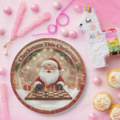 Santa’s Next Move – Funny Chess Christmas Paper Pl ペーパープレート (パーティー)