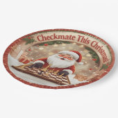 Santa’s Next Move – Funny Chess Christmas Paper Pl ペーパープレート (アングル)