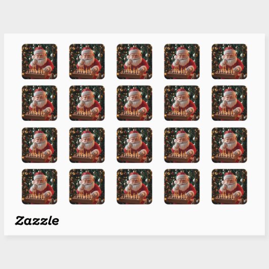 Santa’s Next Move – Funny Chess Christmas Sticker スクエアシール (シート)