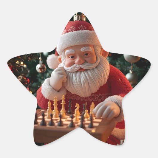 Santa’s Next Move – Funny Chess Christmas Sticker 星シール (正面)