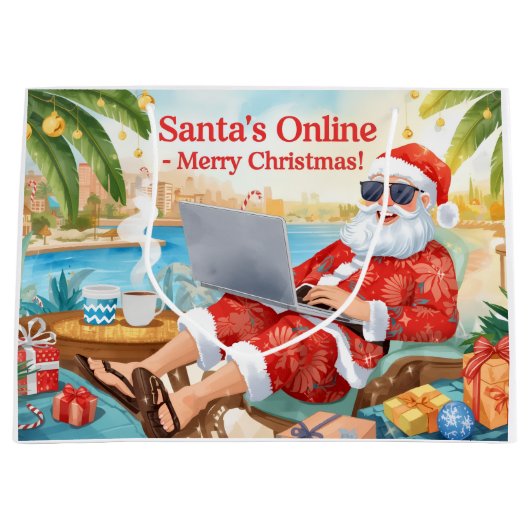 Santa’s Online Computer Lovers Merry Christmas! ラージペーパーバッグ (正面)