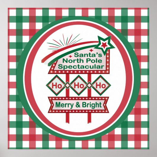Santa’s Retro Marquee – Ho Ho Ho Merry & Bright ポスター (正面)