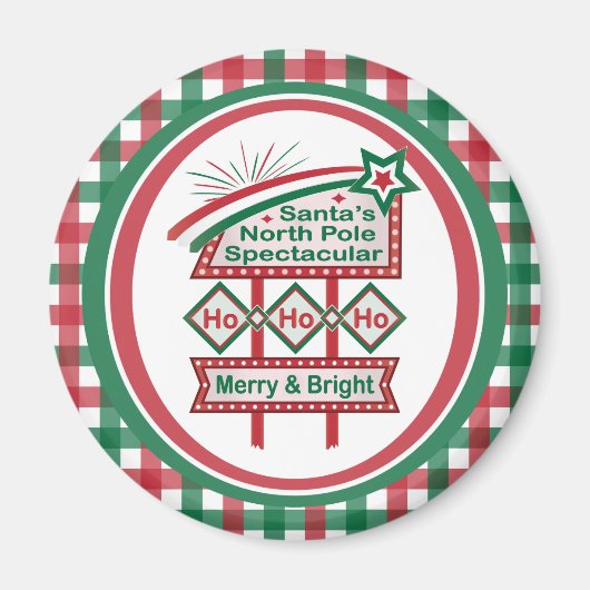 Santa’s Retro Marquee – Ho Ho Ho Merry & Bright マグネット (正面)