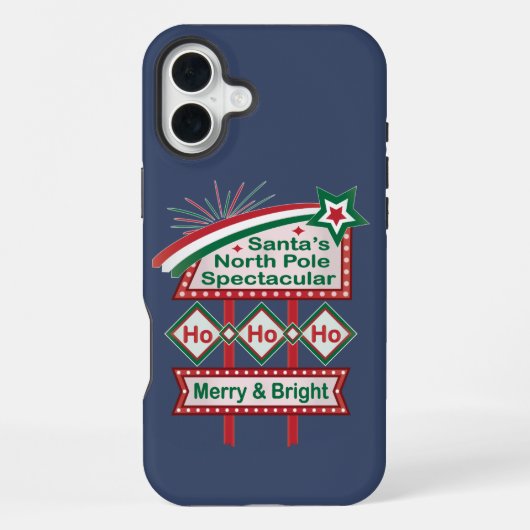 Santa’s Retro Marquee – Ho Ho Ho Merry & Bright iPhoneケース (裏面)